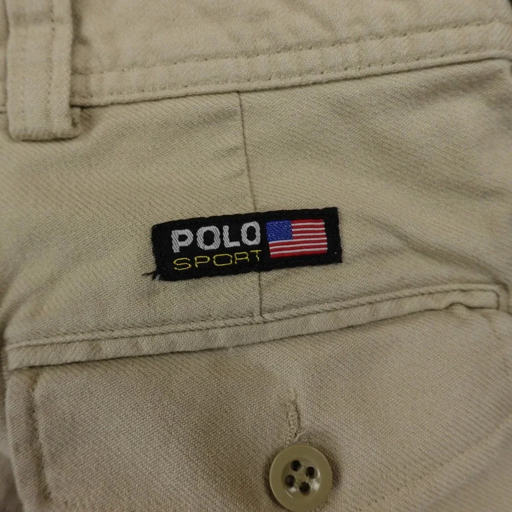 VTG Ralph Lauren Shorts Mens 38 Brown Beige Chino Polo Sport Pleated Dad 90s Y2K